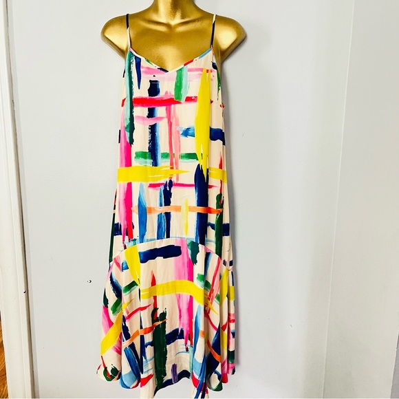 Essentiel Antwerp Colorful Abstract Maxi Dress Strappy Vacation Statement - Picture 2 of 7